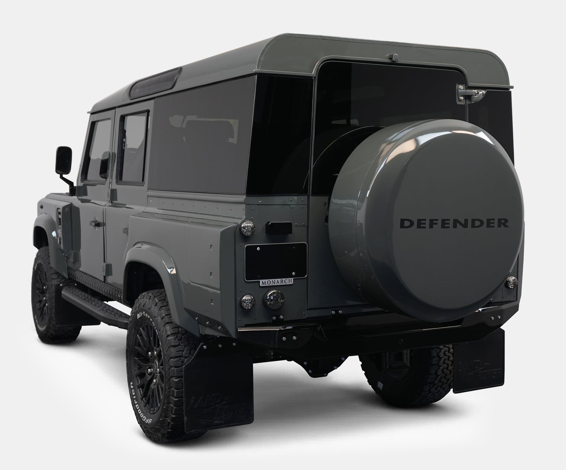 Rear view of a custom Land Rover Defender showcasing its luxury design and off-road capabilities