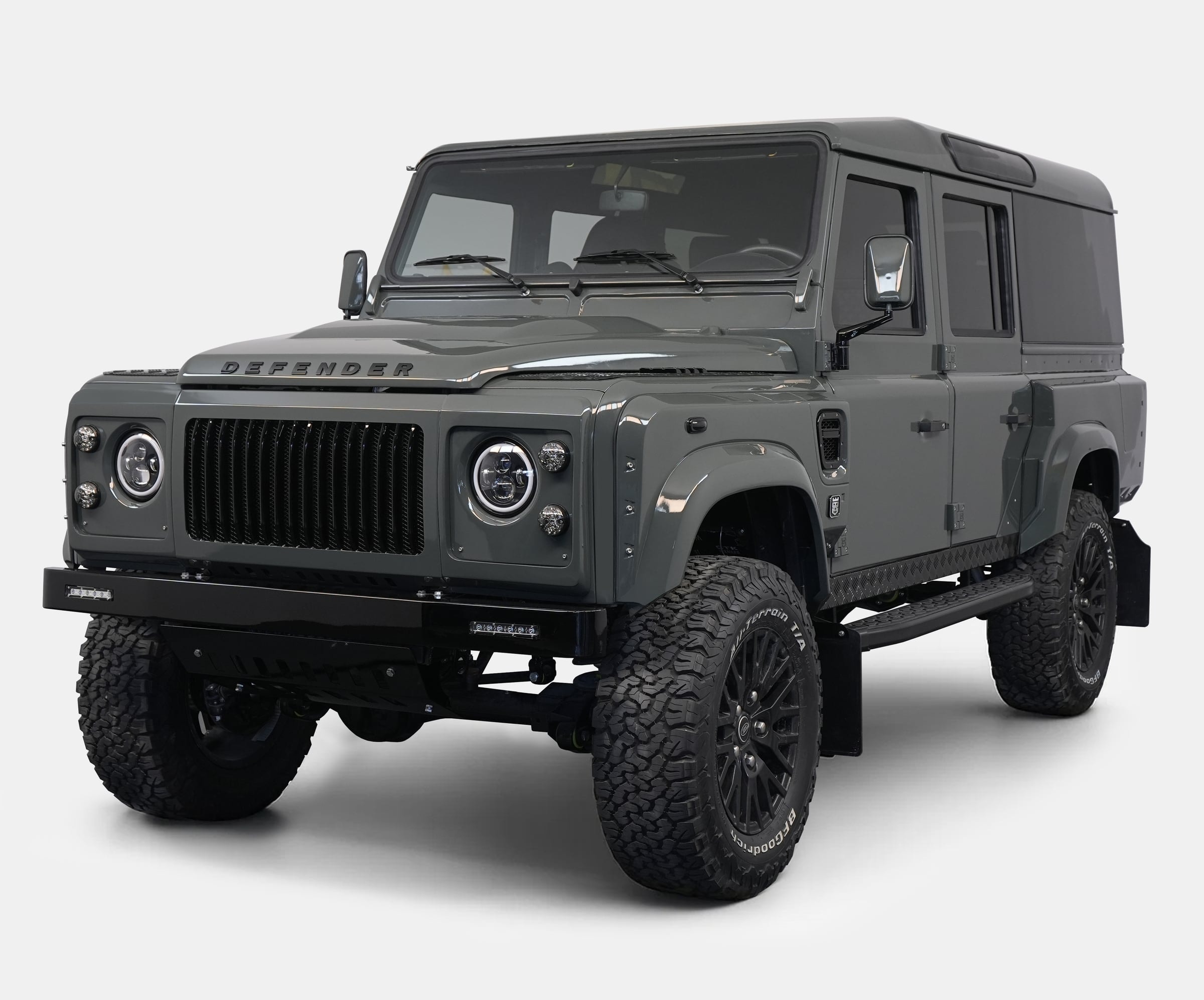 Bespoke grey Land Rover Defender with custom features